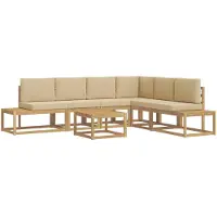 vidaXL Outdoor-Sofagarnitur 5 Stück Weiß und Beige Polyester