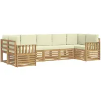 vidaXL Outdoor-Sofagarnitur 6 pcs Weiß und Creme 304 x 128,5 x 73 cm