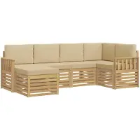 vidaXL Outdoor-Sofagarnitur 6 pcs Weiß und Beige 247 x 128,5 x 73 cm