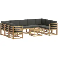 vidaXL Outdoor-Sofagarnitur 10 pcs Weiß und Anthrazit 59 x 59 x 37 cm