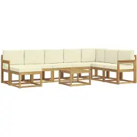 vidaXL Outdoor-Sofagarnitur 9 Stk. Weiß und Creme