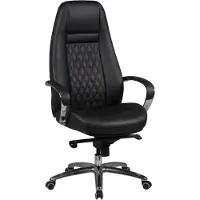 FineBuy AUSTIN Bürostuhl Schwarz Echtleder Schreibtischstuhl ergonomisch Chefsessel edel Drehstuhl höhenverstellbar