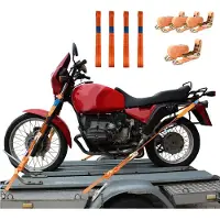 TRUTZHOLM 4 Gurtschlaufen Doppelschlaufe und 4 Spanngurte Motorradspanngurt Orange