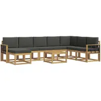 vidaXL Outdoor-Sofagarnitur 9 Stk. Weiß und Anthrazit