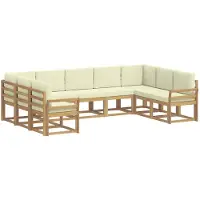 vidaXL Outdoor-Sofagarnitur mit Kissen 9 pcs Weiß und Creme