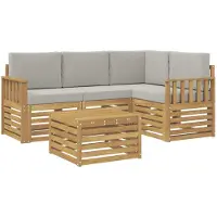 vidaXL Outdoor-Sofagarnitur 5 pcs Weiß und Hellgrau 59 x 59 x 37 cm