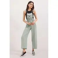 Big Dart Lässig geschnittene lange Denim-Latzhose mit Tasche