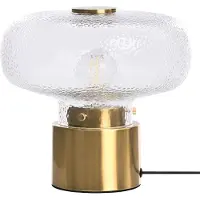 Beliani Tischlampe Messing Metall 23 cm Hoch 1-Flammig Runder Schirm Langes Kabel mit Schalter Moderne Tischleuchte Nachttischlampe Schlafzimmer