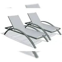 Dcb Garden Set mit 2 Sonnenliegen, Aluminium und Textilene Khakifarbe