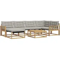 vidaXL Outdoor-Sofagarnitur 7 pcs Weiß und Hellgrau 79 x 79 x 37 cm
