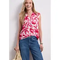 Street One Shirttop Sommertop mit Kragen und floralem Allover-Print