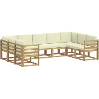 vidaXL Outdoor-Sofagarnitur mit Kissen 9 pcs Weiß und Creme