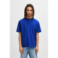 HUGO T-Shirt aus Baumwolle mit geripptem Ausschnitt und Logo-Badge Grösse M