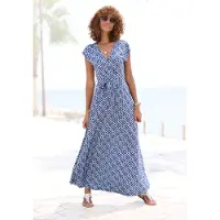 LASCANA Maxikleid "mit Gummizug in der Taille und Bindegürtel, Alloverdruck" Eingrifftaschen Langes Sommerkleid, Strandkleid, Viskosekleid, elegantes Druckkleid