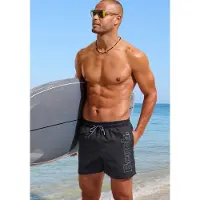 Bench Badeshorts ., Herren, Gr. L (52), N-Gr, schwarz, Recycling-Polyester, Badehosen Badeshorts, mit Logoschriftzug