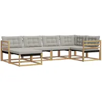 vidaXL Outdoor-Sofagarnitur 6 pcs Weiß und Hellgrau