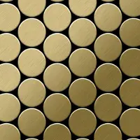 ALLOY Mosaik Fliese Massiv Metall Titan Gebürstet Gold 1,6mm Stark Medallion-ti-gb, 1 Paket mit 10 Matten 0,73 m2 Gold