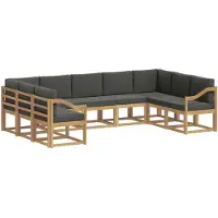 vidaXL Outdoor-Sofagarnitur mit Kissen 9 pcs Weiß und Anthrazit