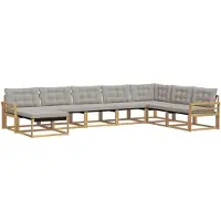 vidaXL Outdoor-Sofagarnitur 8 pcs Weiß und Hellgrau 408 x 250 x 73 cm