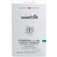 SwissOvit Vitamin D3+K2, hochdosiert 4000 IE - Die Schweizer Kapseln für Knochen & Immunsystem 30 St Weichkapseln