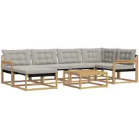 vidaXL Outdoor-Sofagarnitur 7 pcs Weiß und Hellgrau 79 x 79 x 37 cm