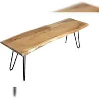 Möbelliebling Sitzbank Baumkante 120 cm natur massiv Akazie Hairpin-Gestell schwarz