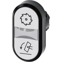 Siemens 3SU1001-3AB66-0AP0 Doppeldrucktaster, beleuchtet, 22mm, rund, Kunststoff, weiß: Symbol Kreissäge 3SU10013AB660AP0