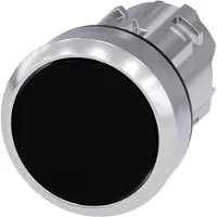 Siemens 3SU1050-0AA10-0AA0 Drucktaster, 22mm, rund, Metall, hochglanz, schwarz, Druckknopf 3SU10500AA100AA0