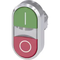 Siemens 3SU1050-3AB42-0AK0 Doppeldrucktaster, 22mm, rund, Metall, hochglanz, grün: I, rot: O 3SU10503AB420AK0