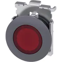 Siemens 3SU1061-0JA20-0AA0 Drucktaster, beleuchtet, 30mm, rund, Metall, matt, rot 3SU10610JA200AA0