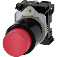 Siemens 3SU1200-0FB20-0AA0 Drucktaster mit verlängertem Hub (12 mm), 22 mm, rund, Kunststoff, rot 3SU12000FB200AA0