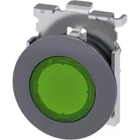 Siemens 3SU1061-0JA40-0AA0 Drucktaster, beleuchtet, 30mm, rund, Metall, matt, grün 3SU10610JA400AA0