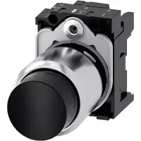 Siemens 3SU1250-0FB10-0AA0 Drucktaster, 22mm, rund, Metall, hochglanz, schwarz, Druckknopf 3SU12500FB100AA0
