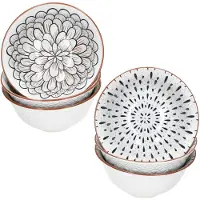 MamboCat 6x Yama Müslischalen Ø16cm Steingut Blau Weiß Tropfen Floral Bowl Dessert Salat