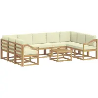 vidaXL Outdoor-Sofagarnitur 10 pcs Weiß und Creme 59 x 59 x 37 cm