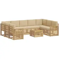 vidaXL Outdoor-Sofagarnitur 10 Stk. Weiß und Beige Polyester