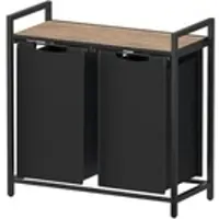 Möbel Kraft Wäschebox , schwarz , MDF-Platte,Metall,Stoff , Maße (cm): B: 73 H: 72