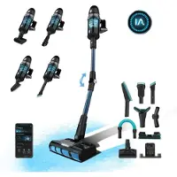 Cecotec Conga Rockstar 9500 Connected Ergowet 3000 IA, 4-in-1 Stabstaubsauger, Beutellos, Schwarz, Grün, 0,6 l, Trocken, HEPA