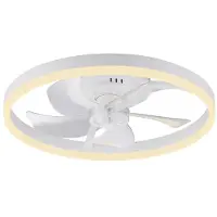 JUST LIGHT LED-Deckenventilator Rita weiß, CCT, Fernbedienung, Ø 50 cm Rita, dimmbar, weiß / opal, für Wohn- / Esszimmer, Metall, Modern