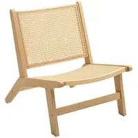 STILVORA Sessel Relaxsessel ohne Armlehnen Rattan Rückenlehne 70x64x74 cm Naturholz breiter Sitz Holzrahmen atmungsaktiv für Wohnzimmer Schlafzimmer