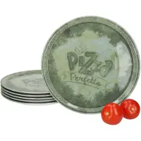 MamboCat 6x Perfetto Pizzateller Grün Ø 31,5 cm 6 Personen Porzellan Pizza Servier-Platte