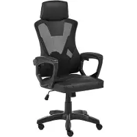 Beliani Bürostuhl Schwarz Kunstleder mit Netzstoff Atmungsaktiv Drehbar Höhenverstellbar mit Wippfunktion Armlehnen Moderner Gamingstuhl
