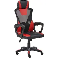 Beliani Bürostuhl Schwarz u. Rot Kunstleder mit Netzstoff Atmungsaktiv Drehbar Höhenverstellbar mit Wippfunktion Armlehnen Moderner Gamingstuhl