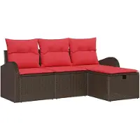 vidaXL Gartensofa-set 4 Stk. Braun Poly-Rattan