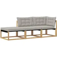 vidaXL Outdoor-Sofagarnitur Weiß und Hellgrau 241,5 x 83 x 73 cm