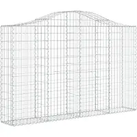 vidaXL Gabione mit Hochbogen 200x30x120/140 cm Verzinktes Eisen