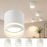 ZMH LED Aufbaustrahler 4ER Weiß Rund Deckenstrahler 5W Spot Aufbauleuchte Klein Acryl fest integriert Warmweiß GX53 Warmweiß Flach Aufputz Strahler