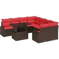 vidaXL Garten-Sofa-Set 9 stk. Braun Poly Rattan