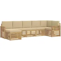 vidaXL Outdoor-Sofagarnitur 6 Stk. Weiß und Beige Polyester