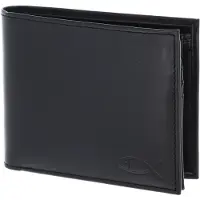 OXMOX Leder Geldbörse Leather RFID Protect Querscheinbörse Freedom Fish Embossed Black schwarz